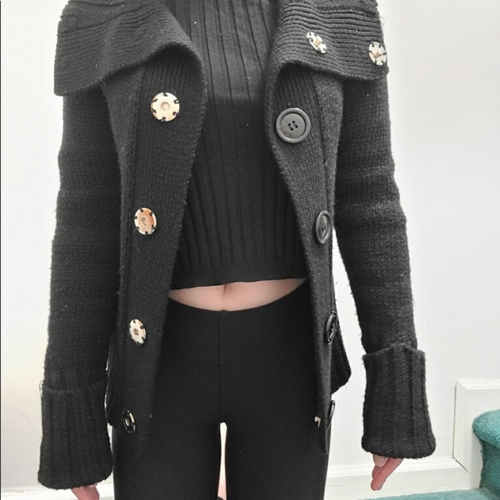 snap on button knit sweater long sleeve